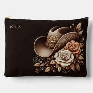 Country Western Cowgirl Hat with Flowers Accessory Pouch