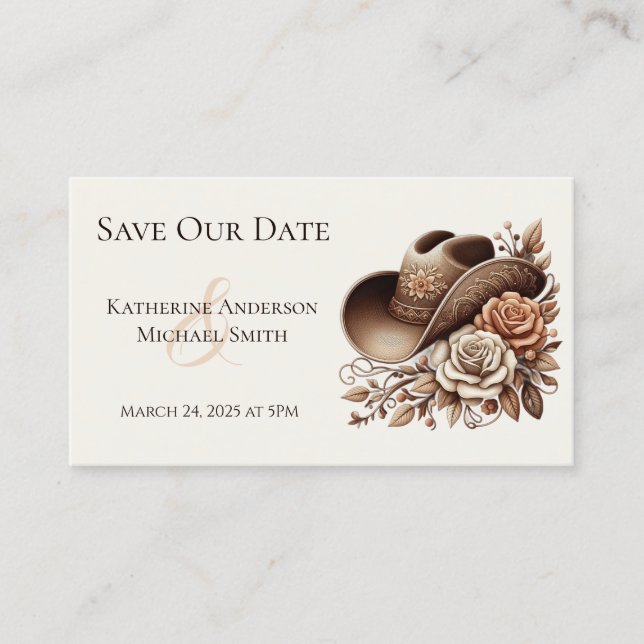 Country Western Cowgirl Hat with Flowers Business Card (Front)