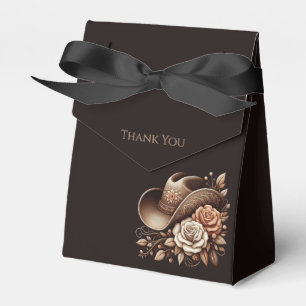 Country Western Cowgirl Hat with Flowers  Favour Box