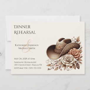 Country Western Cowgirl Hat with Flowers Invitation