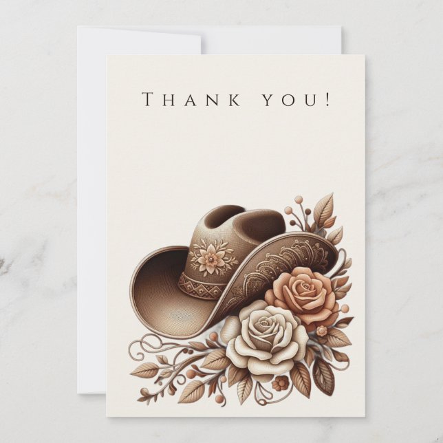 Country Western Cowgirl Hat with Flowers Invitation (Back)