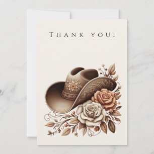Country Western Cowgirl Hat with Flowers Invitation