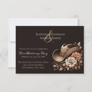 Country Western Cowgirl Hat with Flowers Invitation