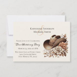 Country Western Cowgirl Hat with Flowers Invitation