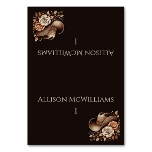 Country Western Cowgirl Hat with Flowers  Table Number