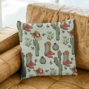 Country Western Cowgirl Howdy Christmas Cushion