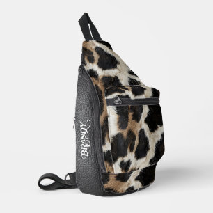 Country Western Cowhide and Leather Printed Sling Bag