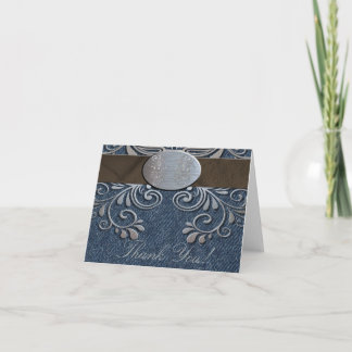 Country Western Denim Thank You Note Card