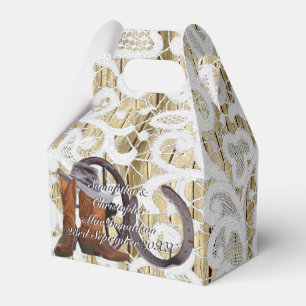 Country western filigree lace damask wedding favour box