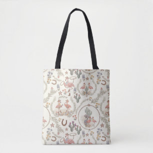 Country Western Flamingo Tote Bag