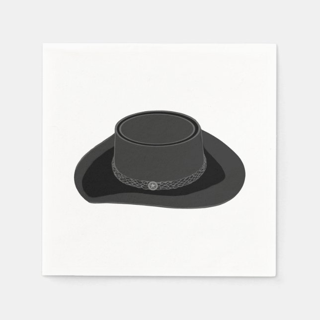 Country Western Flat Brim Felt Hat Napkin (Front)