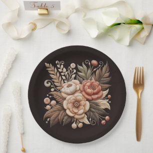 Country Western Flowers Paper Plate