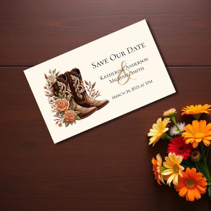Country Western Flowers with Cowboy Boots Business Card