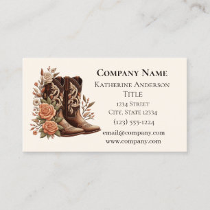 Country Western Flowers with Cowboy Boots Business Card