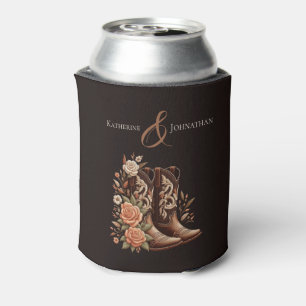 Country Western Flowers with Cowboy Boots- Can Cooler