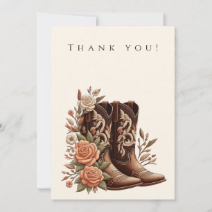 Country Western Flowers with Cowboy Boots Invitation