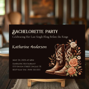 Country Western Flowers with Cowboy Boots Invitation