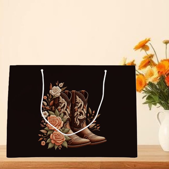 Country Western Flowers with Cowboy Boots Large Gift Bag (Country Western Flowers with Cowboy Boots Large Gift Bag )