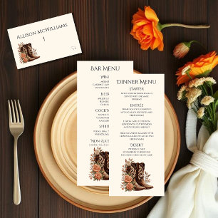 Country Western Flowers with Cowboy Boots-Meat Table Number