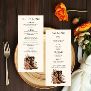 Country Western Flowers with Cowboy Boots Menu
