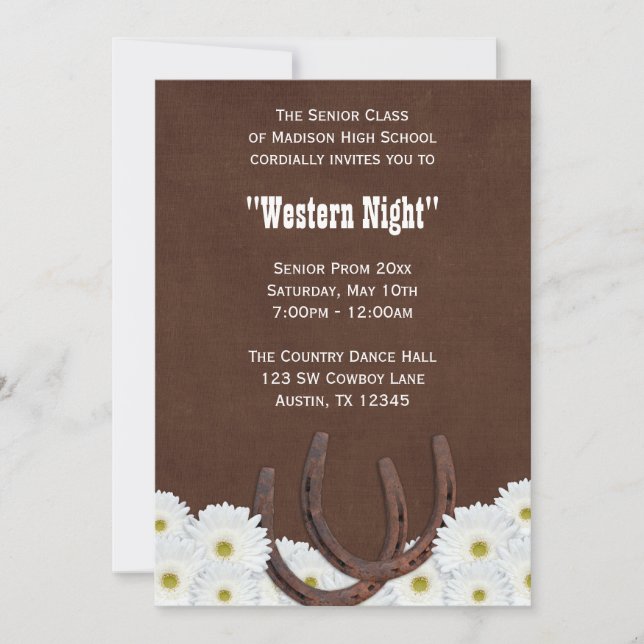 Country Western Formal Prom Party Invitation (Front)