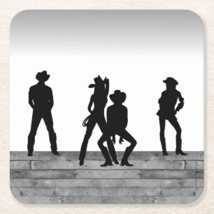 Country Western Fun Square Paper Coaster