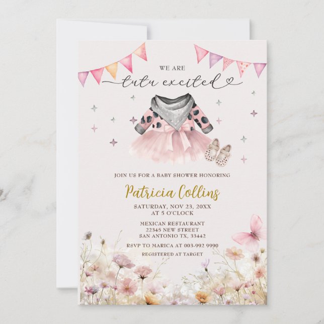 Country Western Girl Tutu Floral Baby Shower Invitation (Front)