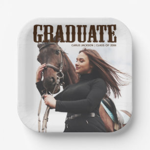 Country Western Graduate Photo Cowgirl Graduation Paper Plate