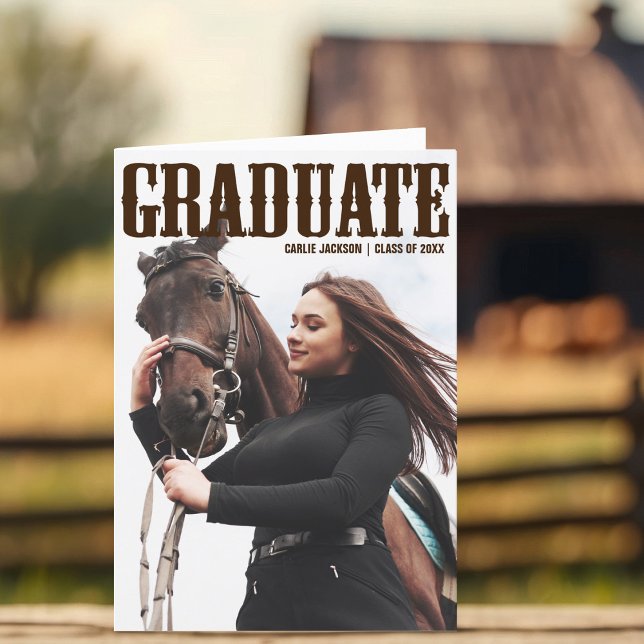 Country Western Graduation Photo Cowgirl Folded Announcement (Creator Uploaded)
