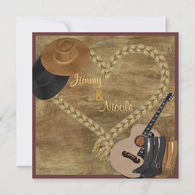 COUNTRY WESTERN  GUITAR WEDDING INVITATION (Front)