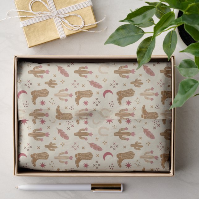 Country Western Hand-Drawn Pattern  Tissue Paper (Gift)