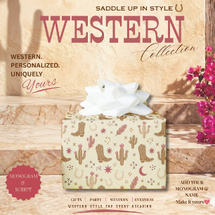 Country Western Hand-Drawn Pattern Wrapping Paper