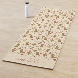 Country Western Hand-Drawn Pattern Yoga Mat
