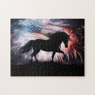 Country Western Horse and Flag  Jigsaw Puzzle