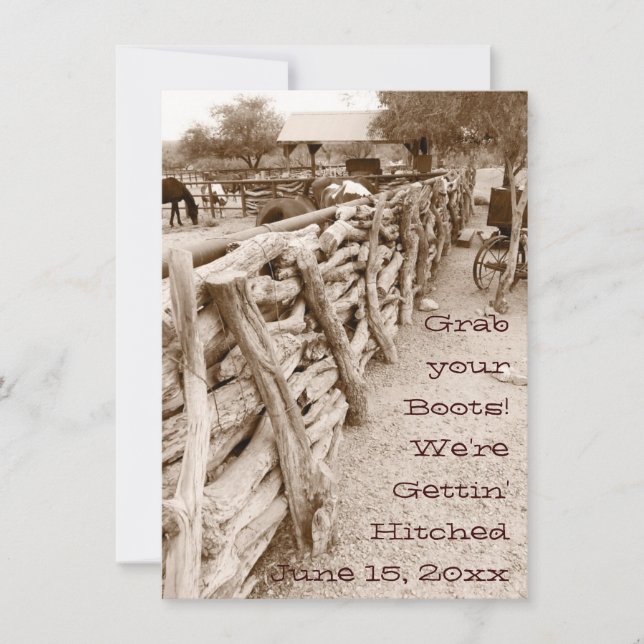 Country Western Horse Corral Wedding Invitations (Front)