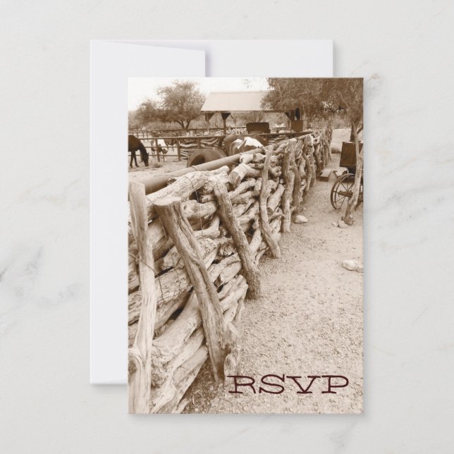 Country Western Horse Corral Wedding RSVP Cards (Front)