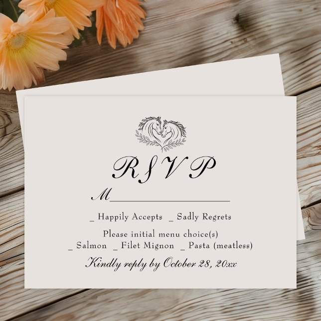 Country Western Horse Ivory Rustic Wedding RSVP  Card (Creator Uploaded)