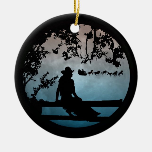 Country Western Horse Sleigh Xmas Ornament (Front)