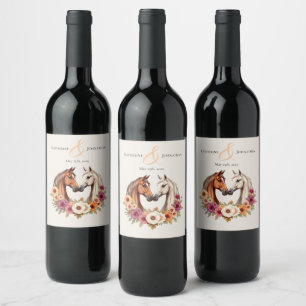 Country Western Horses Wine Label