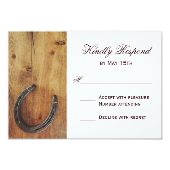 Country Western Horseshoe Rustic Wedding RSVP Card