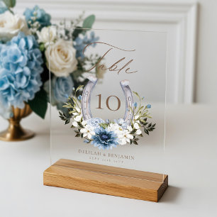 Country Western Horseshoe Watercolor Floral Crest Acrylic Sign