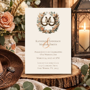 Country Western Horseshoes and Flowers Invitation