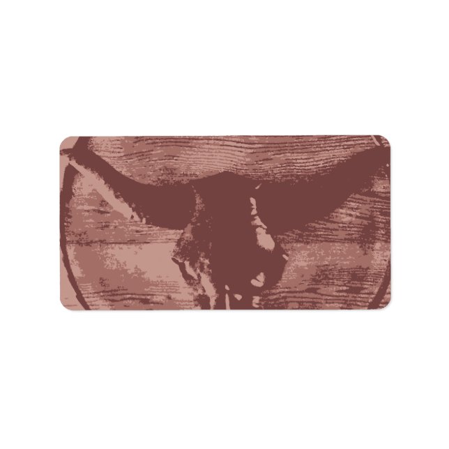 Country Western Longhorns Bull Skull Cowboy Gifts Label (Front)