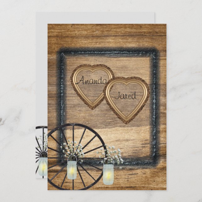 Country Western, Mason Jars,  Wedding Invitation (Front/Back)