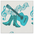 Country Western Music Lt Blue Guitar and Boots