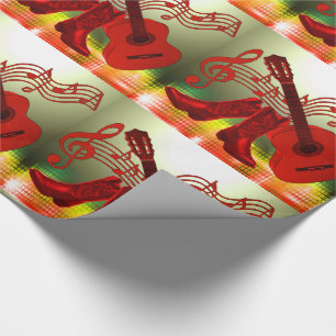 Country Western Music Red Guitar And Cowboy Boots Wrapping Paper