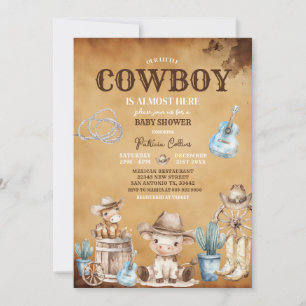 Country Western Our Little Cowboy Baby Shower Invitation