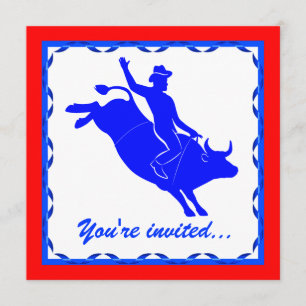 Country Western Party with Rodeo Bull Rider Invitation