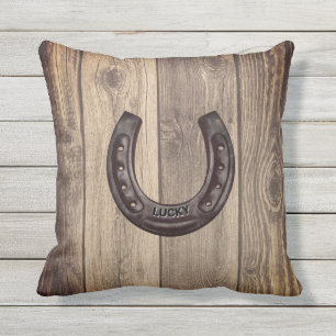 Country Western Personalised Lucky Horseshoe Cushion