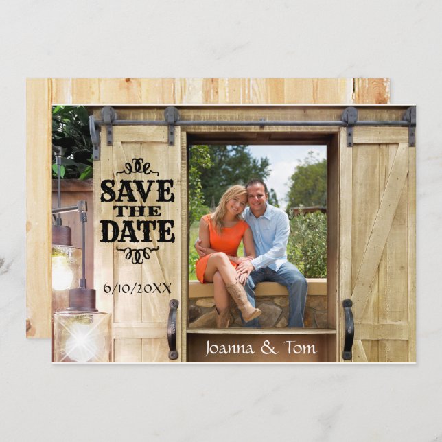 Country Western Photo Save the Date Invitation (Front/Back)